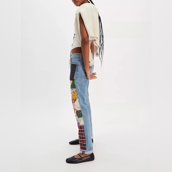 Free People Colorful Patchwork Straight Leg Jeans - Picture 4 of 16